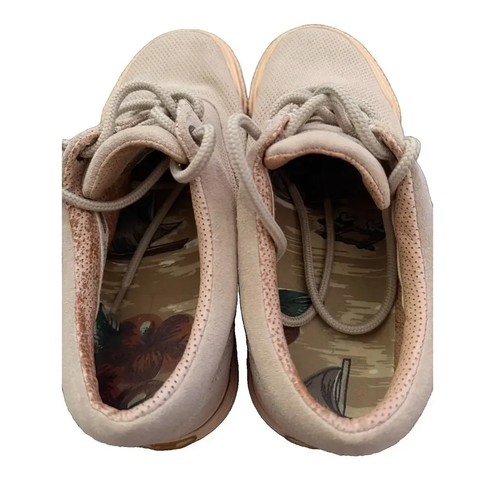 Tommy Bahama Rum Runner Perforated Leather Sneakers Shoes Mushroom Men Size 8